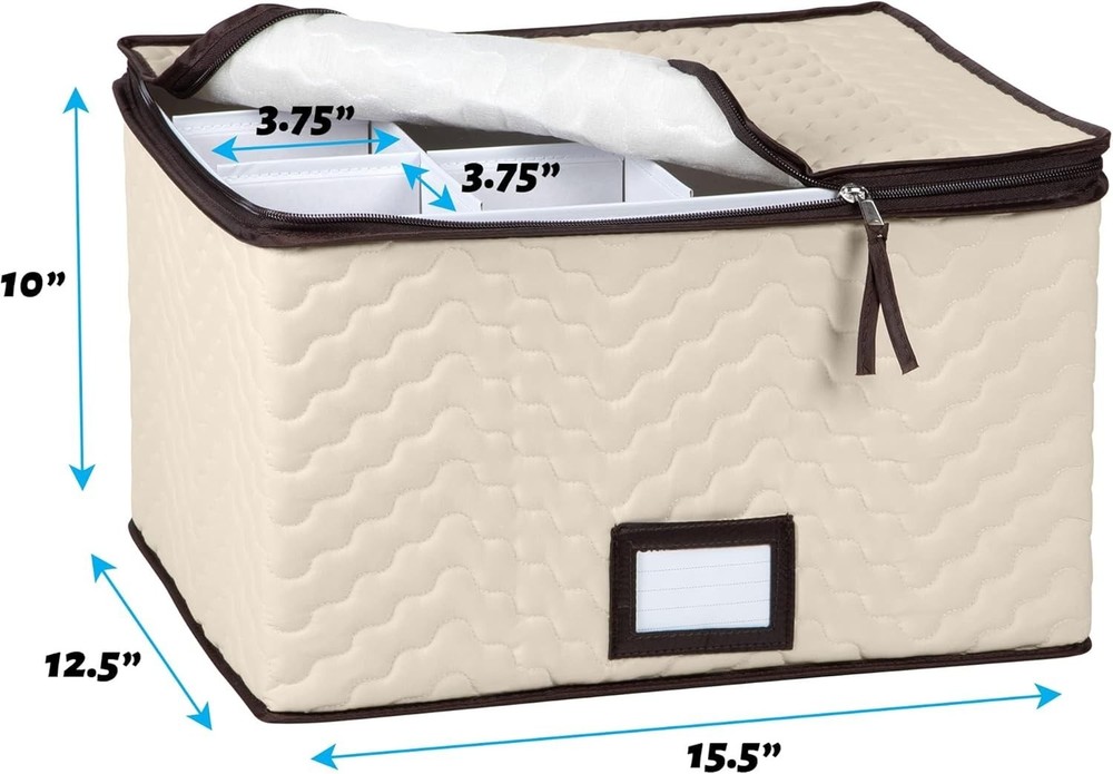Elegant Stemware Storage Box - Quilted Microfiber, 12 Glass Capacity, Stackable