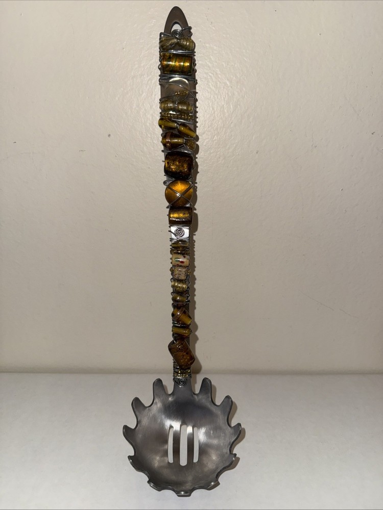 Pasta Server Stainless Steel Beaded Handle  Gorgeous. Never Used, Only Displayed