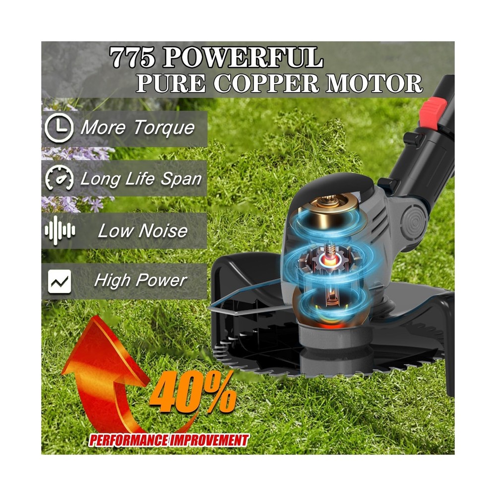 Electric Weed Wacker Cordless Eater Battery Powered Eater Lightweight Edger P...