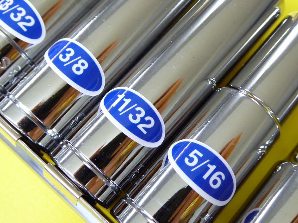 SOCKET SET IDENTIFICATION TOOL LABEL stickers decals SAE Imperial, set of 85!