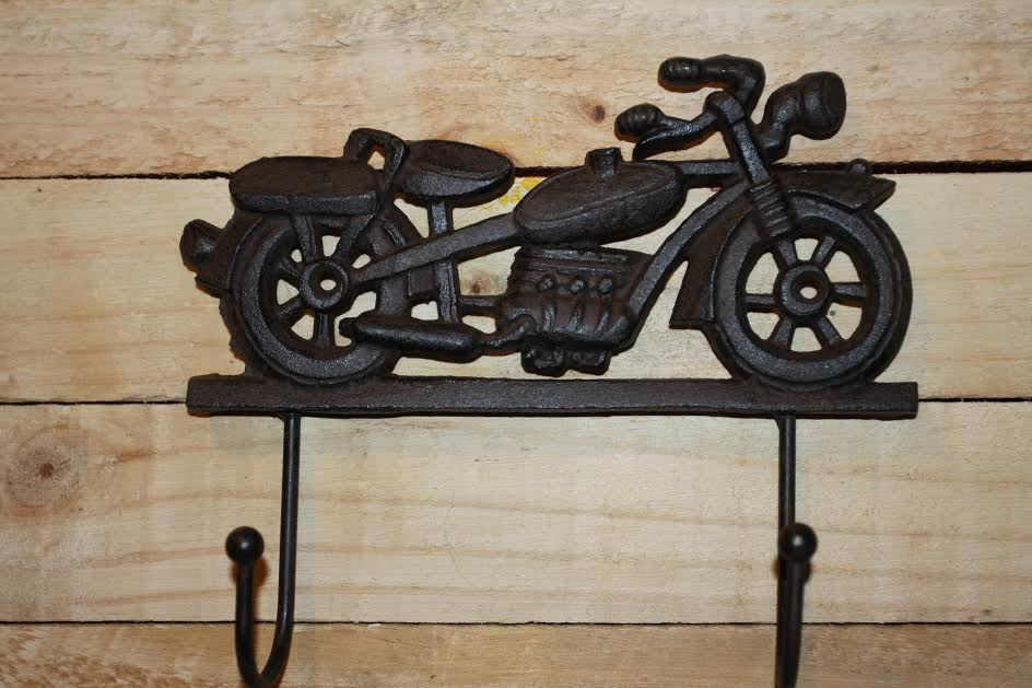 (2)pcs, Vintage Motorcycle Wall hook, Biker Garage Wall Decor, Solid Cast Iron