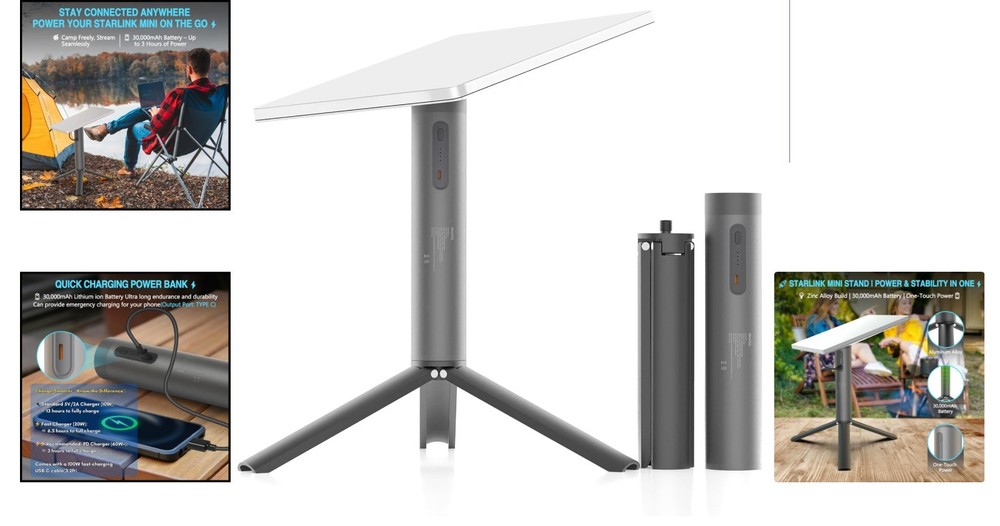 Starlink Mini Battery Pack with LED Indicator & Rugged Design for Any Terrain