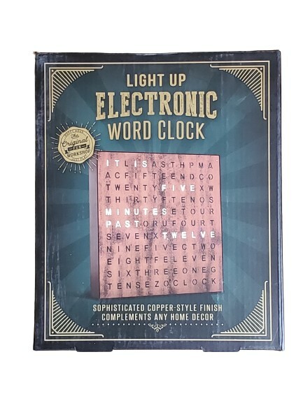 Electronic Word Clock,  Light Up Copper Finish with LED Light Display.