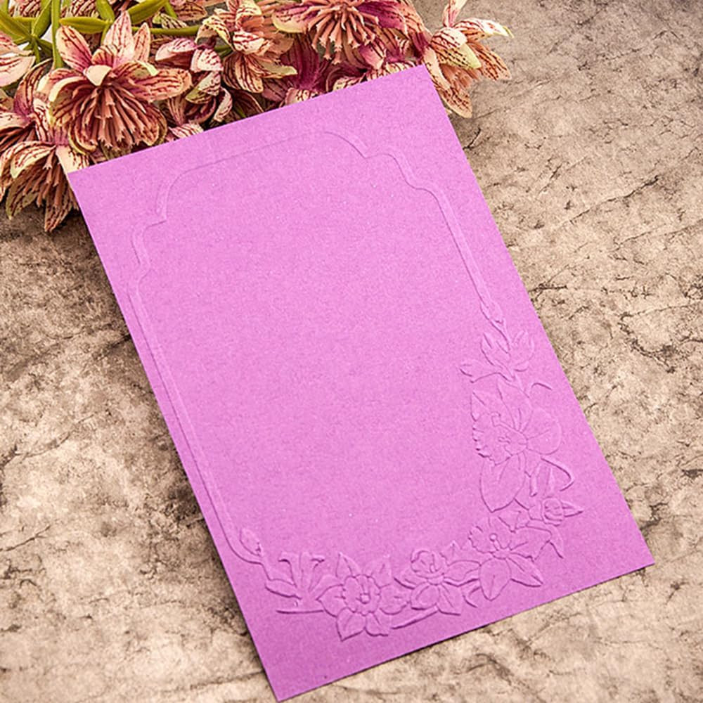 3D Plastic Embossing Folder Template Flower Border Texture A6 Size for Card Maki