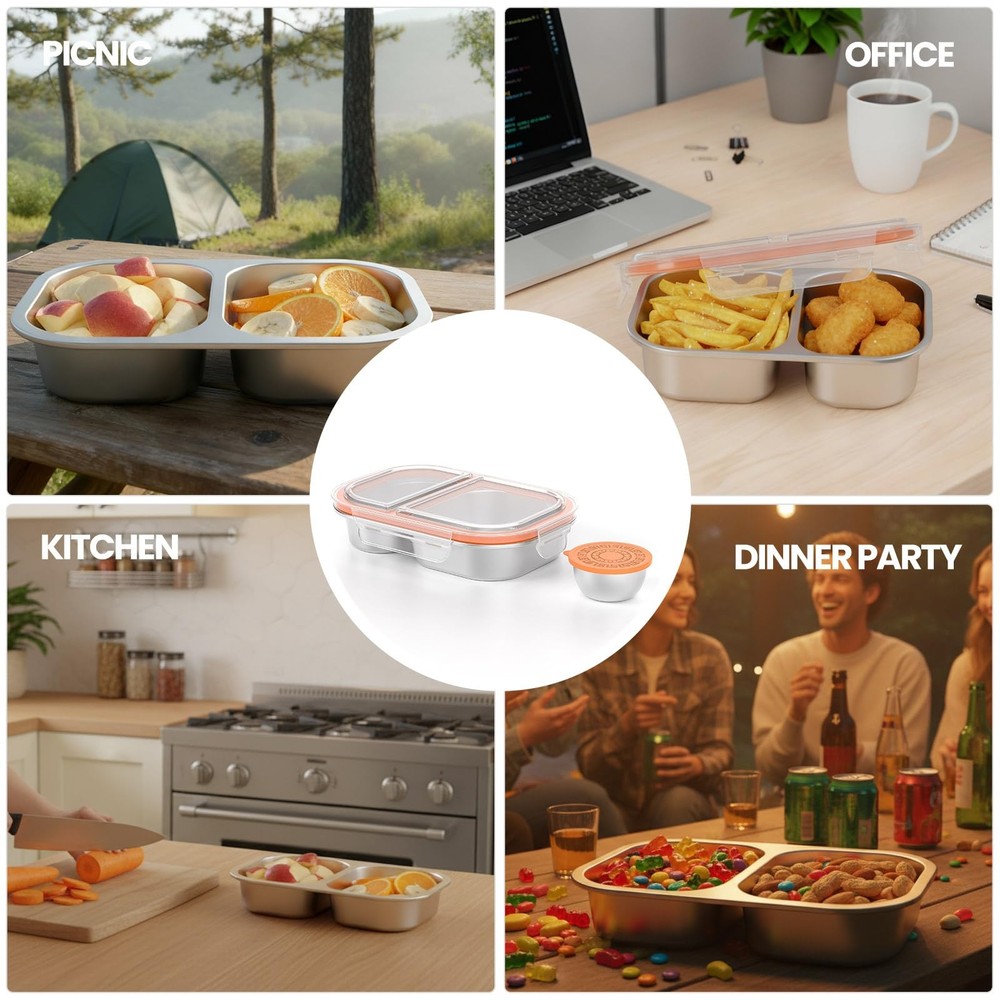 CODIEKEY Snackle Box Container,Dishwasher,Reusable Snack 1 pack, White&Orange