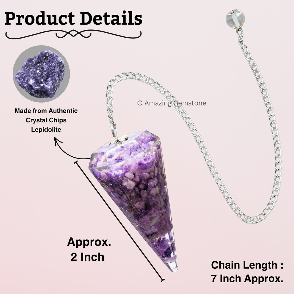 Lepidolite Orgone Crystal Pendulums
