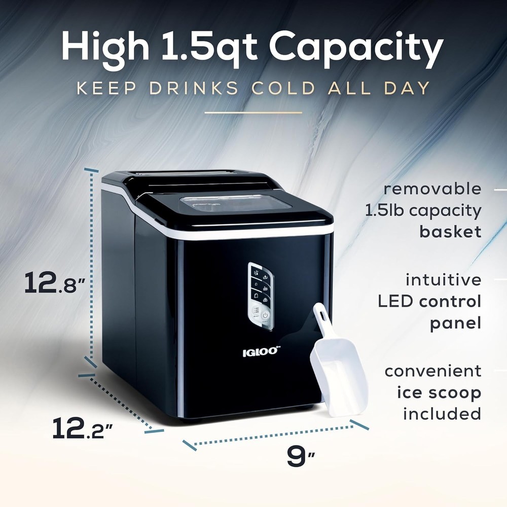 Handled Portable Ice Maker with Scoop - Ice Maker with LED Control Panel & 1 ...
