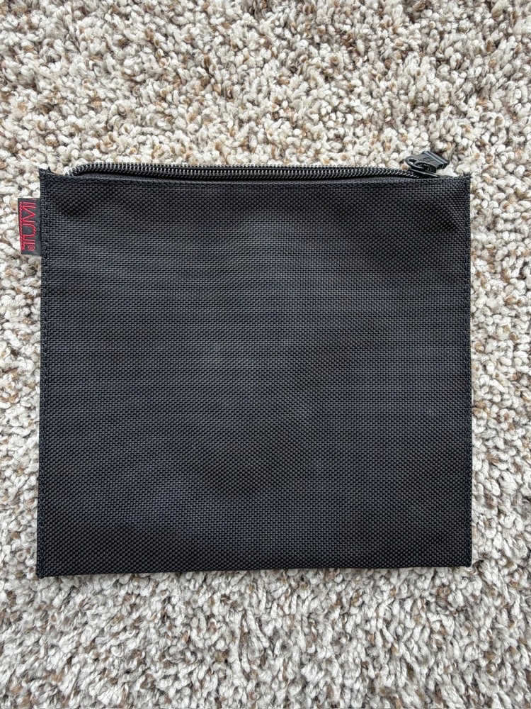 Tumi Small Black Flat Nylon Square Zipper Accessories Pouch