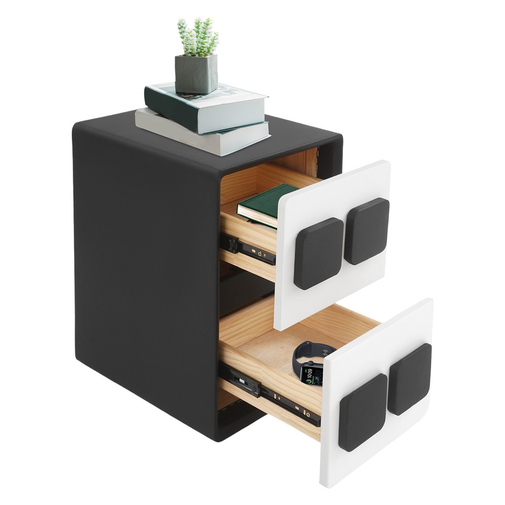 Modern Minimalist End Table, Bedside Table, Floorstanding End Table W/ 2 Drawers