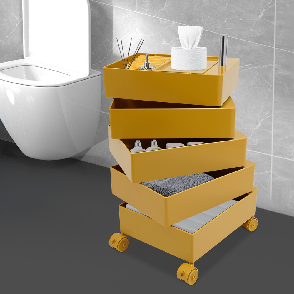 5 Drawers 360?? Movable Rotating Storage Side End Coffee Table Sofa Cabinet NEW