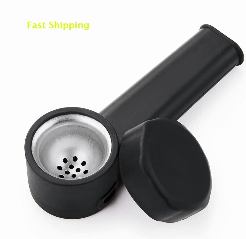 4PCS Silicone Pipe 4” with Cap and Stainless Steel Filter Black Replaceable