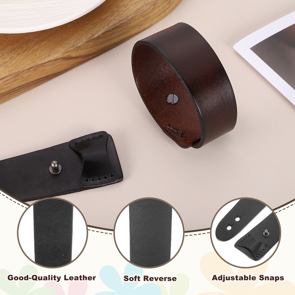 Retro Simple Leather Bracelets Leather Snap Bracelets, Black