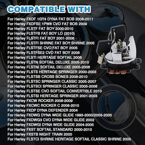 Ignition Switch Lock with 2*Keys Compatible with Harley-Davidson Road King