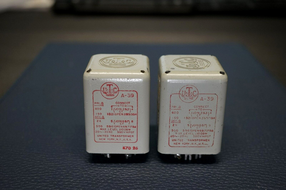 2 - VINTAGE EARLY UTC A-39 AUDIO INPUT TRANSFORMERS / PAIR