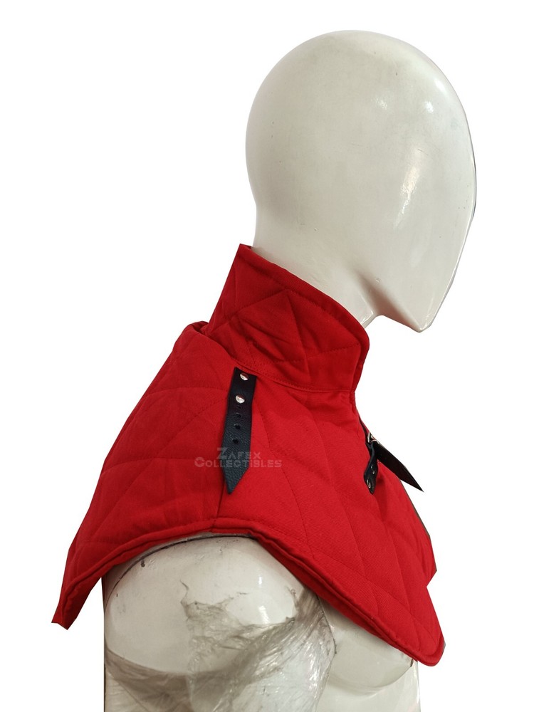 Medieval Thick Padded Arming Cotton Collar Neck Protector Under Armor Red LARP