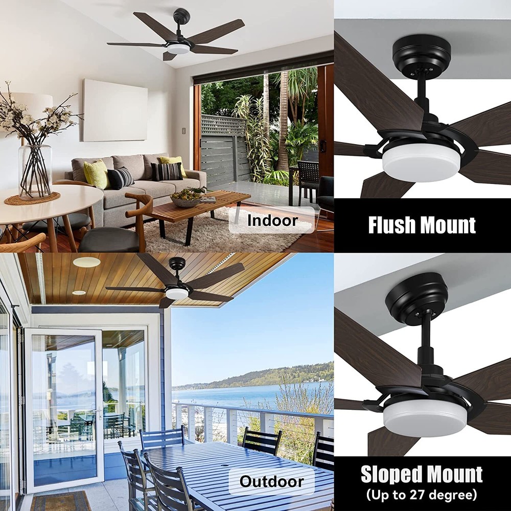 52" Modern Smart Ceiling Fan with Dim LED Light and Remote Control