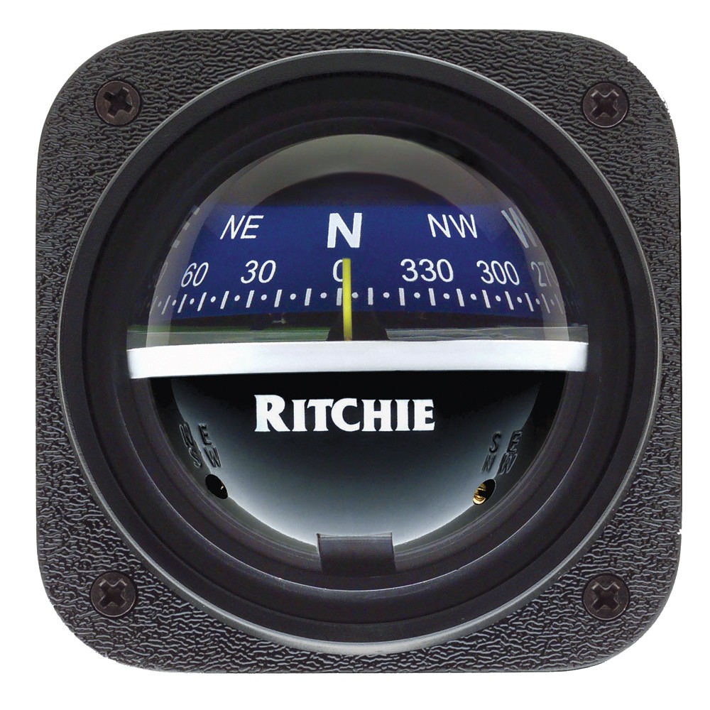 Ritchie V-537B Explorer Compass, Bulkhead Mount, Blue Dial, Front Reading