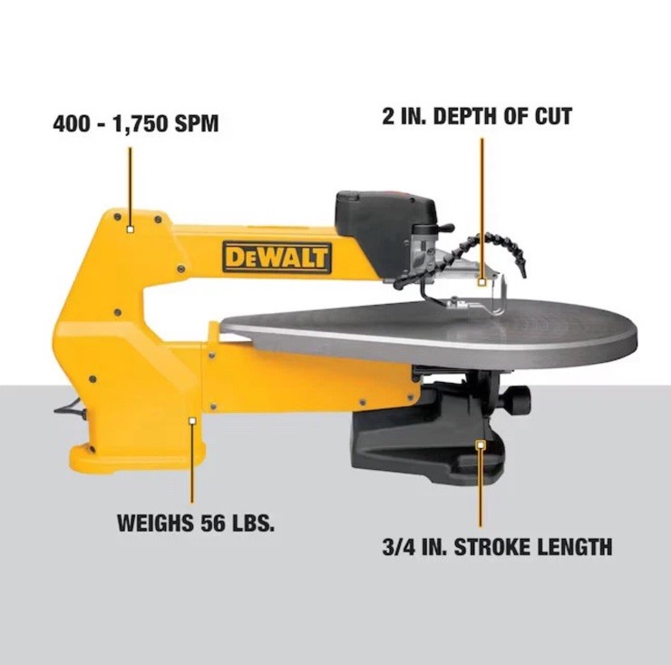 DEWALT DW788 20-in 1.3 -Amp Variable Speed Corded Scroll Saw