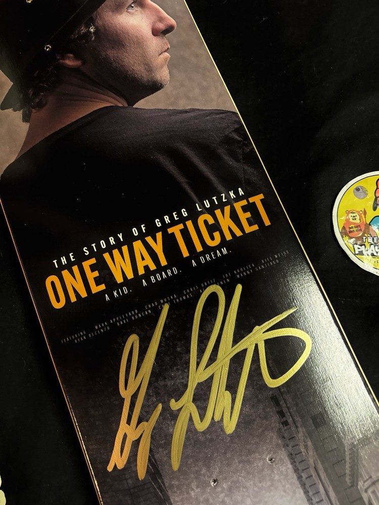 RARE SIGNED Greg Lutzka One Way Ticket Documentary Skateboard Deck AUTOGRAPHED