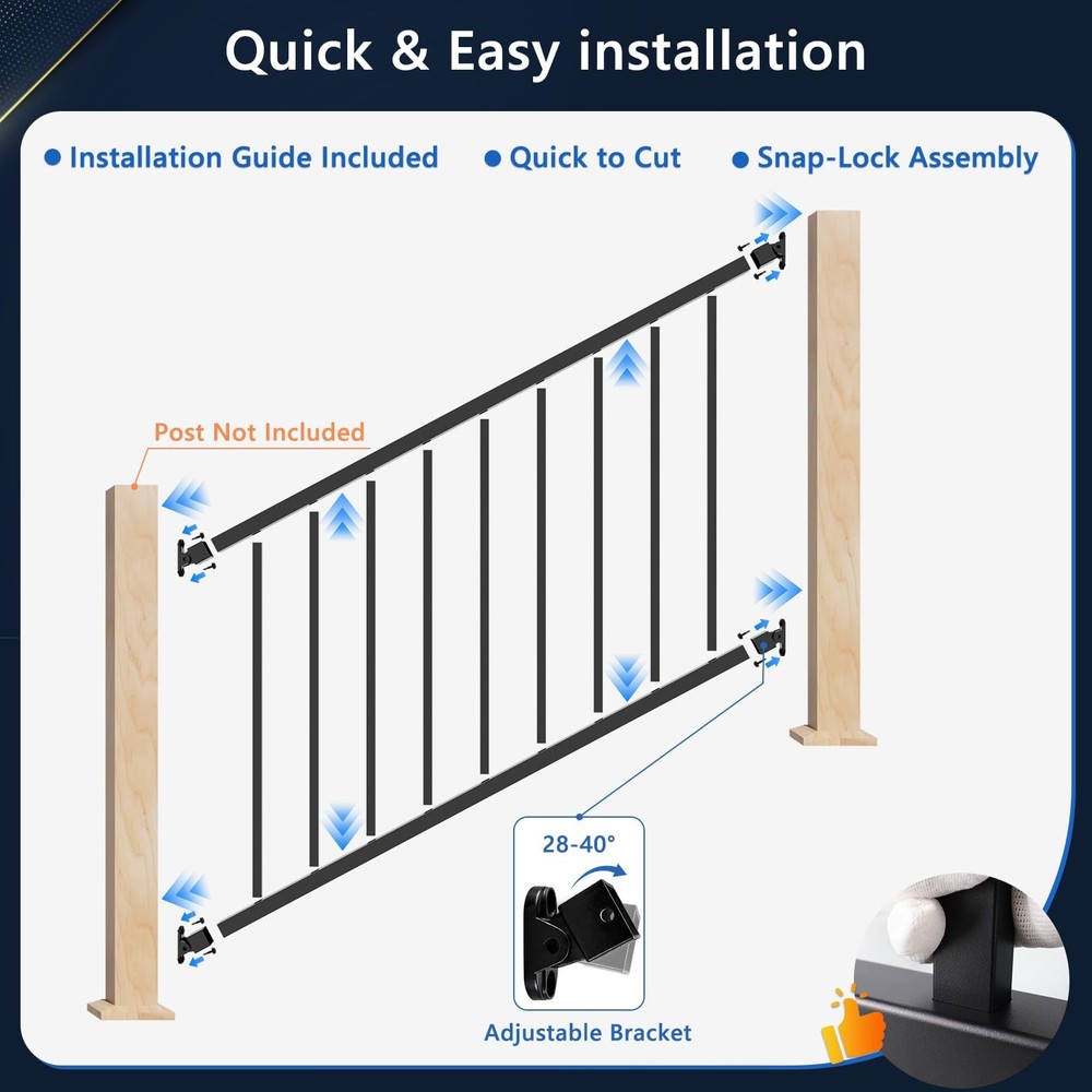 Modular 4-Pack Aluminum Adjustable Deck Railing Bracket, Deck Brackets Stair ...
