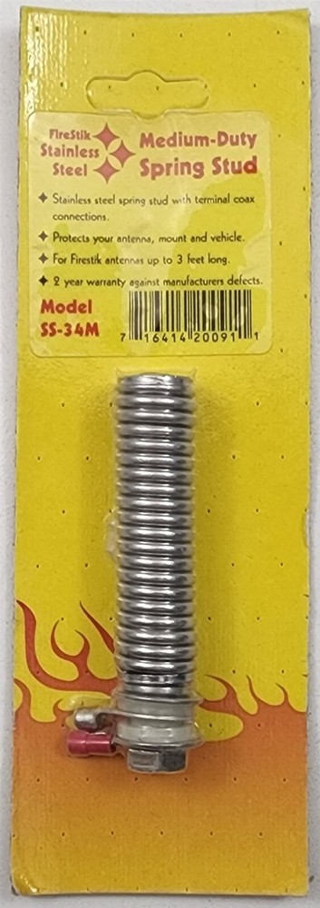 FireStik SS-34M Crimp-on Stainless Medium Duty Spring Stud Mount CB Antenna