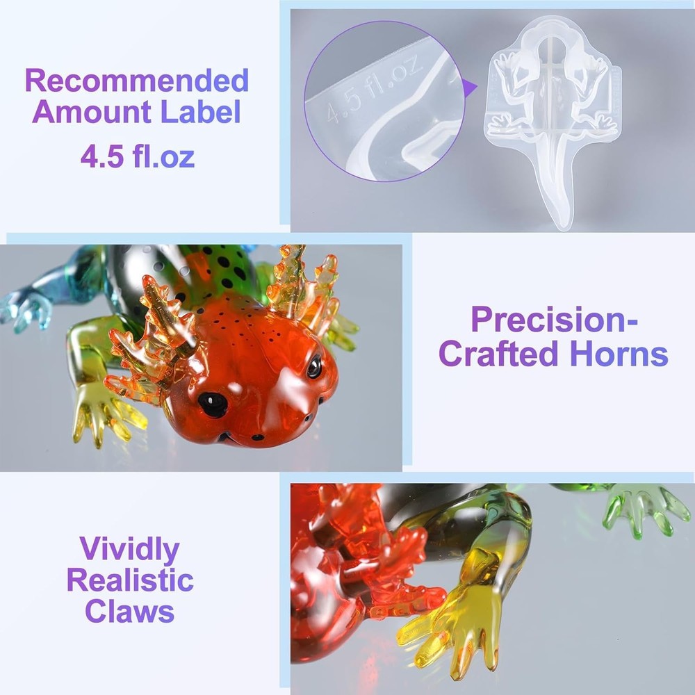 Bundle Crescent Moon Resin Mold and Axolotl