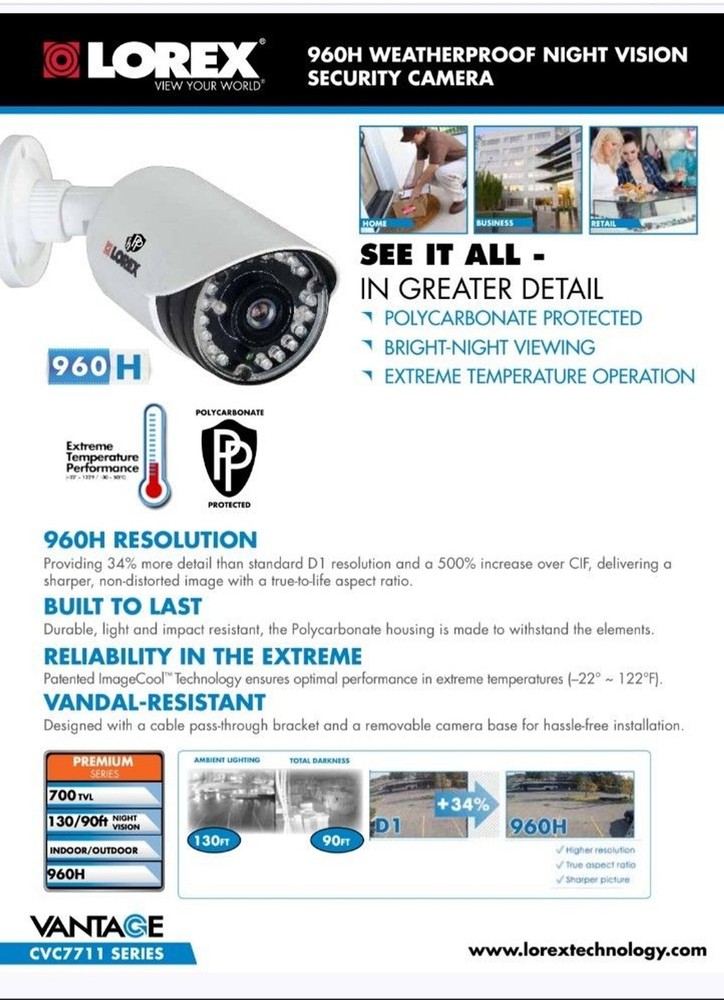 LOREX CVC7711 Security Camera Night Vision Weatherproof Set of 4