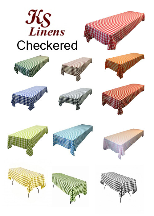 Rectangular Checkered Tablecloth Multiples Colors & Sizes,ideal for party rental
