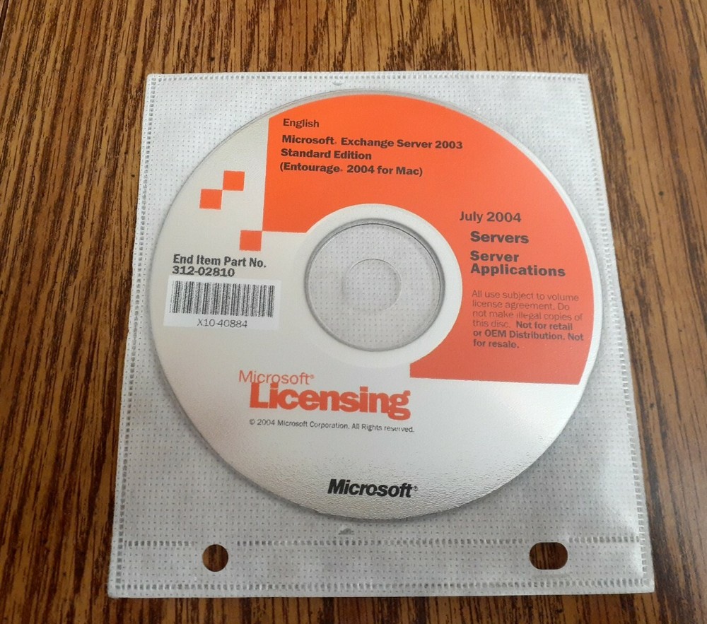 Microsoft Licensing 2004 Exchange Server 2003 Standard Edition July 2004