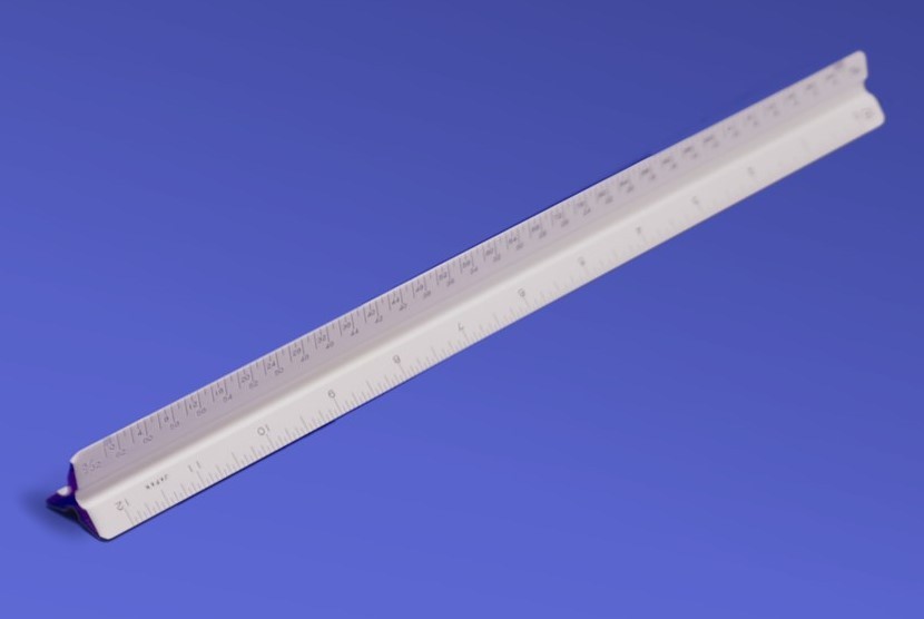 Architect Drafting Three-Sided Drafter's Ruler w/ 10 Scales.
