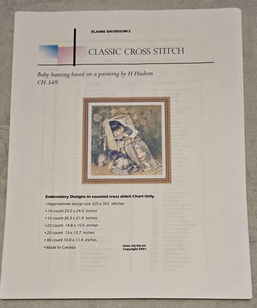 Classic Cross Stitch Pattern - Baby Bunting