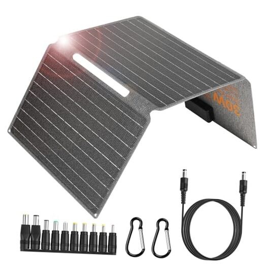 30W Foldable Solar Panel with Type-C USB 3.0 and DC Outputs 23.1% High