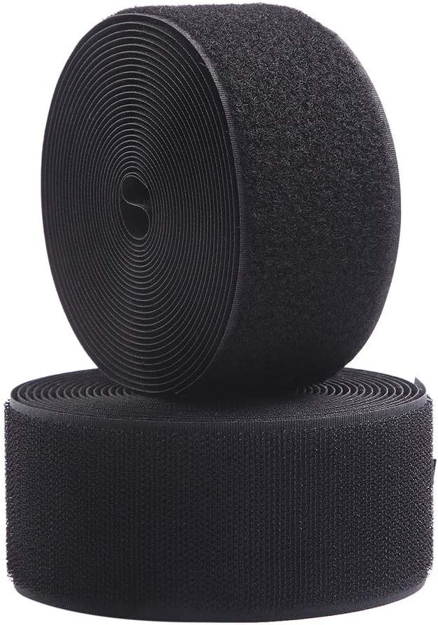 Essential 3" Sew-On Hook and Loop Fabric Tape - Black, Ideal for DIY Projects