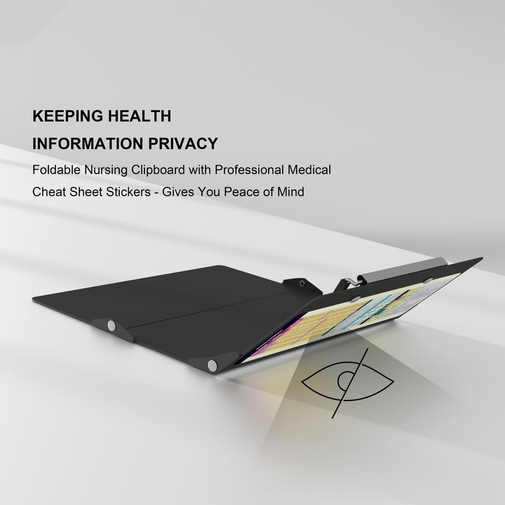 Nursing Clipboard Foldable Pocket Size-Nursing Edition Cheat Sheets Aluminum