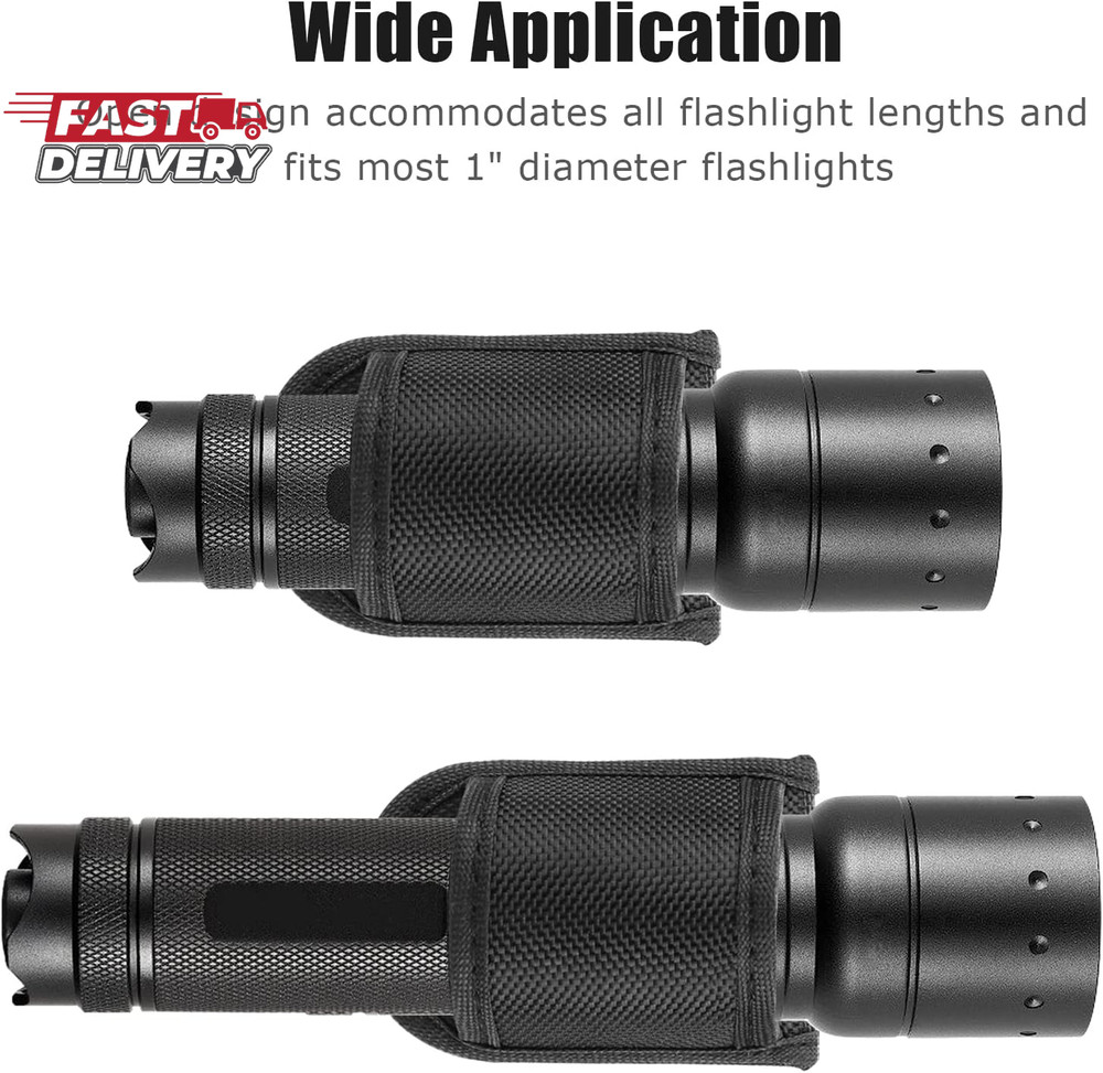 Flashlight Holster for Duty Belt, Open Top D Cell Compact Light Holder Case, Nyl