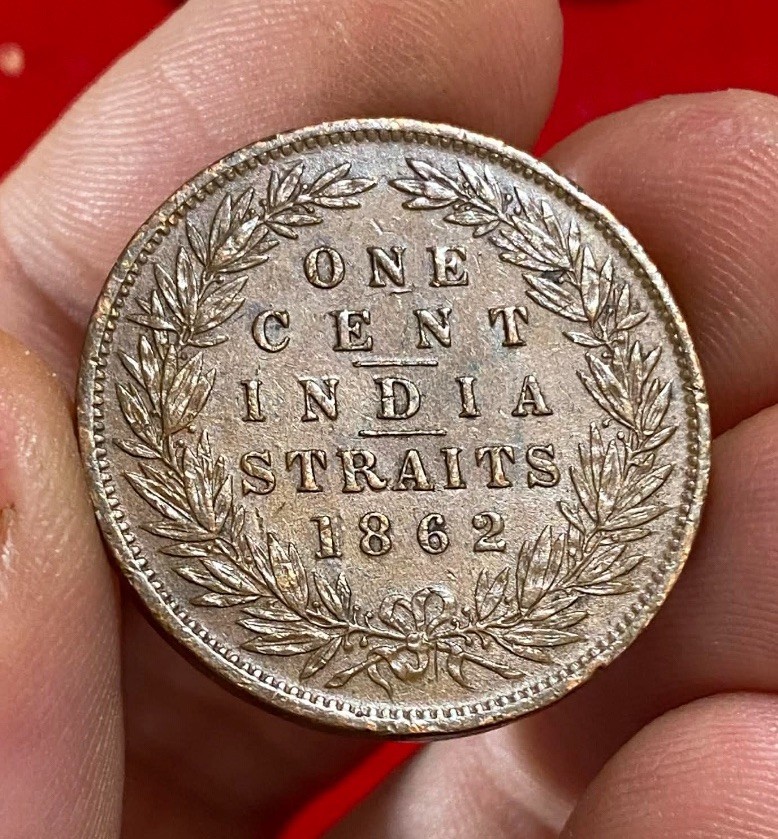 Straits Settlements 1862 Cent, Sharp, AU And Scarce
