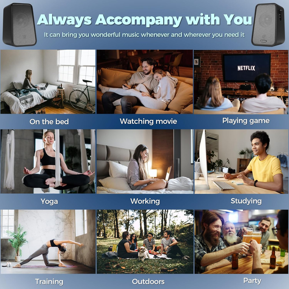 ROSON Computer Speaker, Compact Size Speaker with Headphone Jack, Enhanced Bass