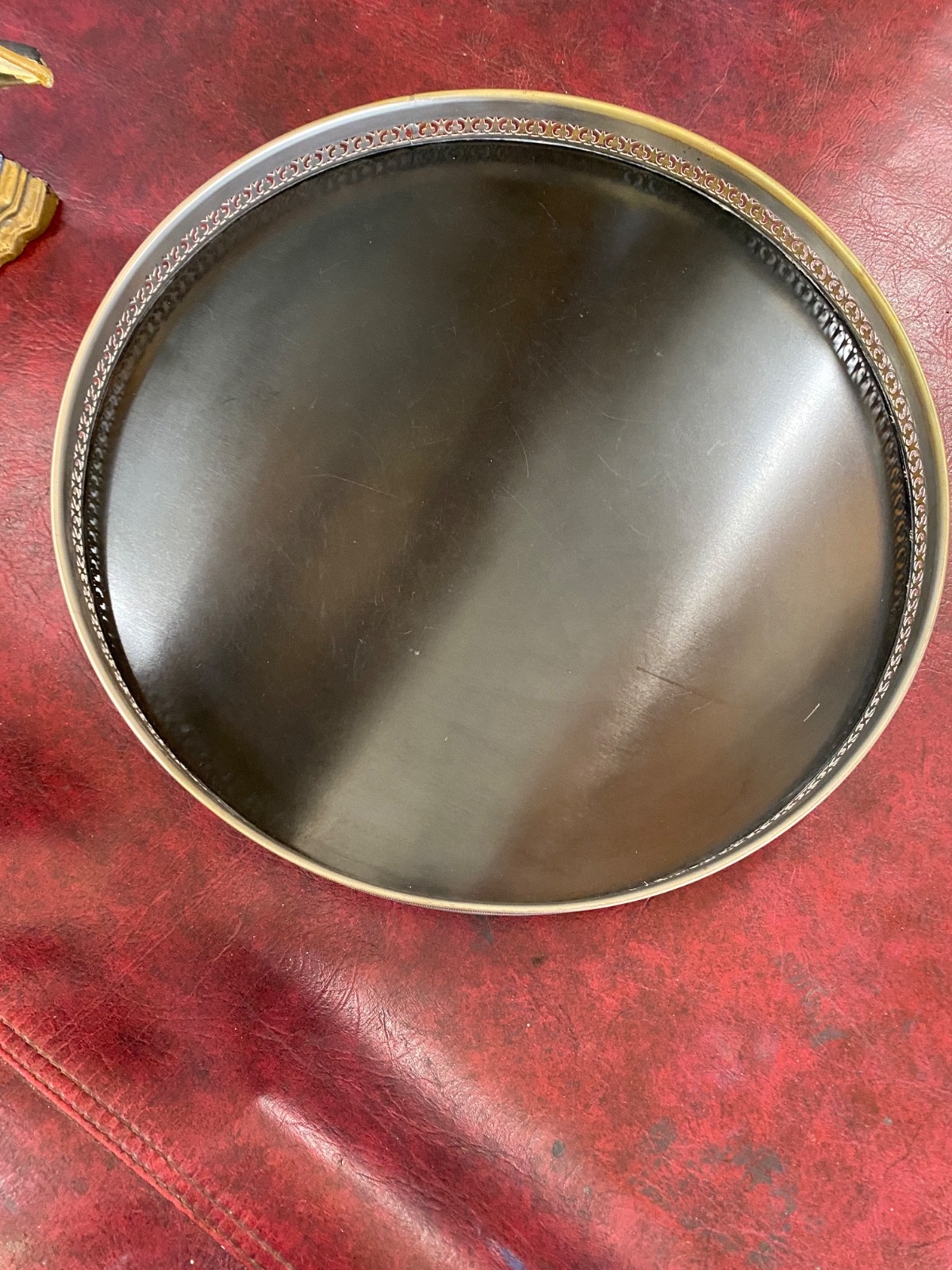 VTG William Adams Towle Serving Tray 16" Italy Silver Plate Black Formica