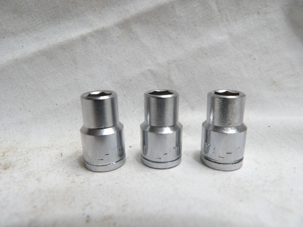 Three KAL 1/4" Drive 1/4" Sockets