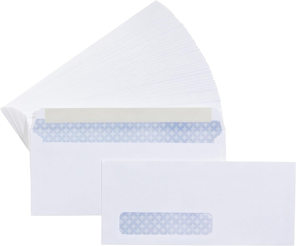 500-Pack Security Tinted Self-Seal Envelopes with Left Window for Invoices