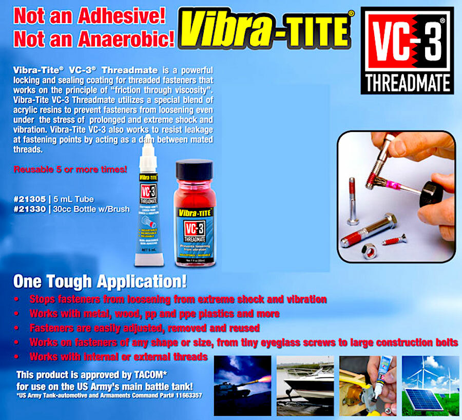 Vibra-Tite VC-3 Threadmate Removable / Reusable Threadlocker - USA