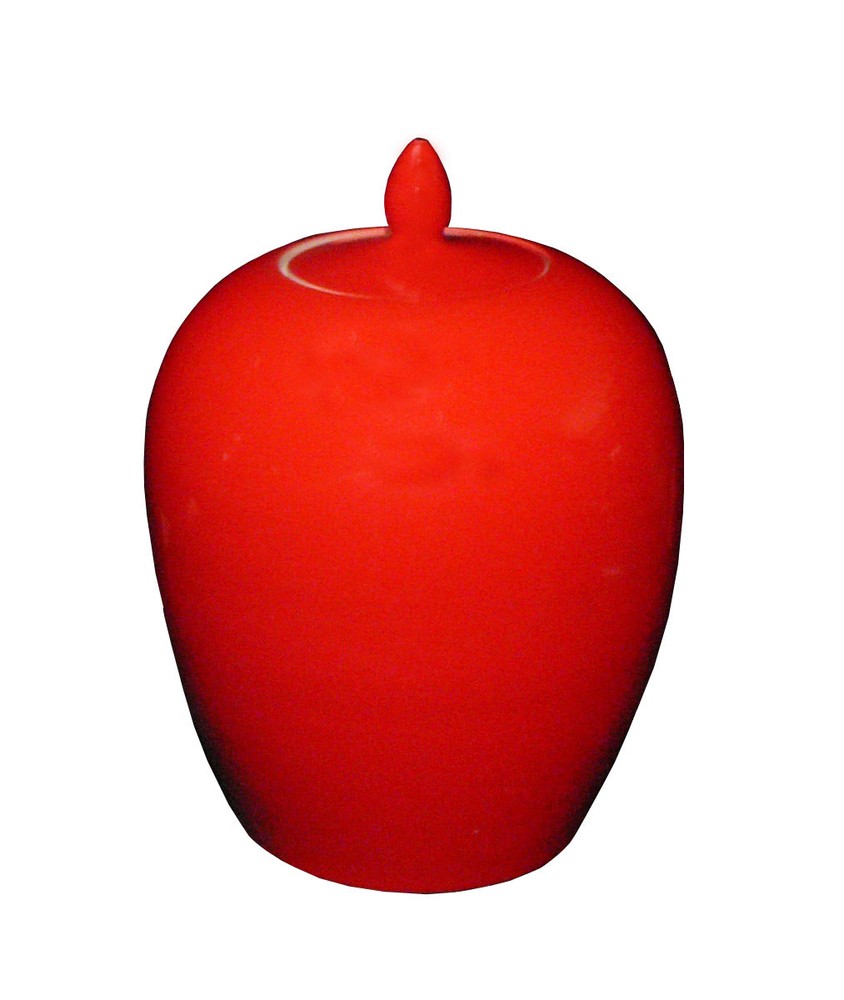 Simple Plain Solid Red Glaze Porcelain Vase Jar vs012red SF