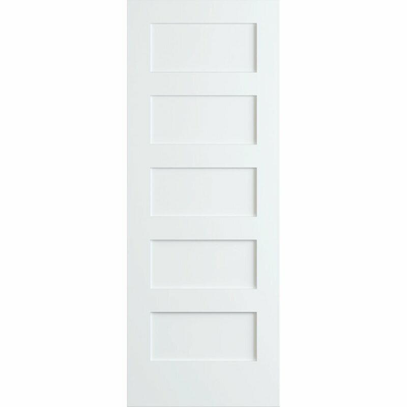 Prehung 5 Panel Flat Mission Shaker Primed Stile & Rail Solid Core Doors 8'0 Ht.