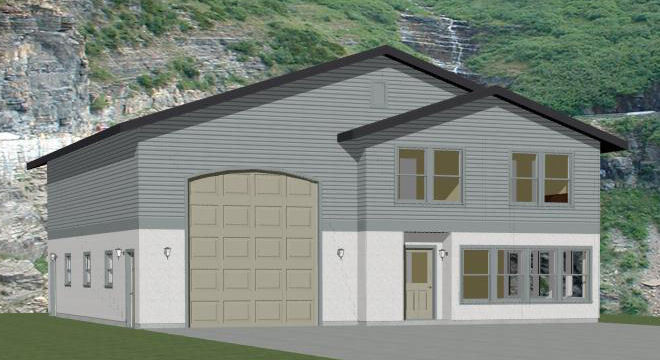 44x48 House with 1-RV Garage - PDF FloorPlan - 2,187 sqft - Model 2C