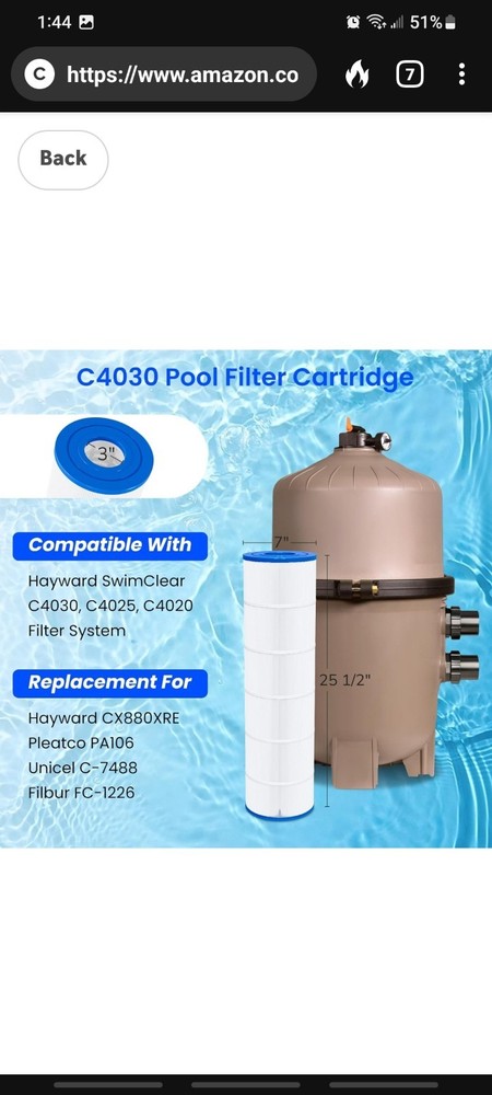 Future Way C4030 Pool Filter Cartridge Replacement For Hayward SwimClear 4-Pack