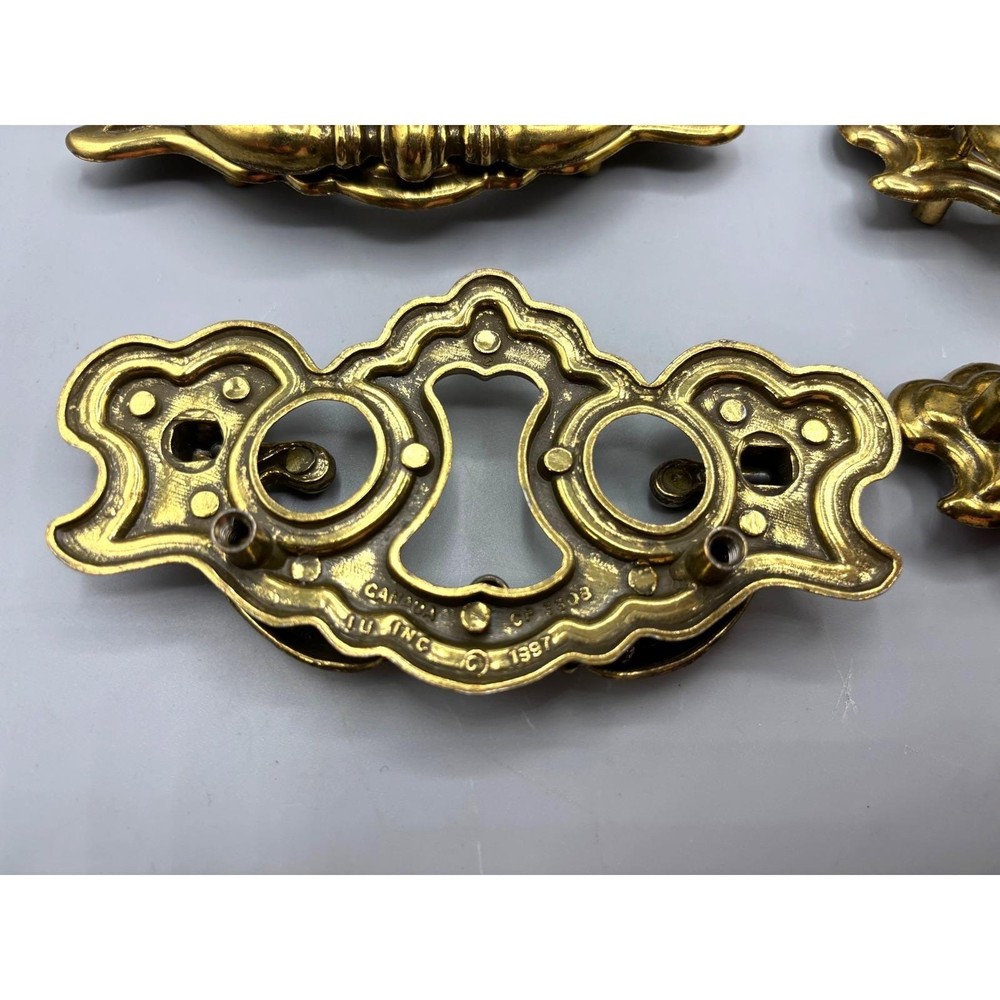 Vtg Brass Gold Tone Drawer Pulls Knobs 24 Pc Dresser Hardware Replacement