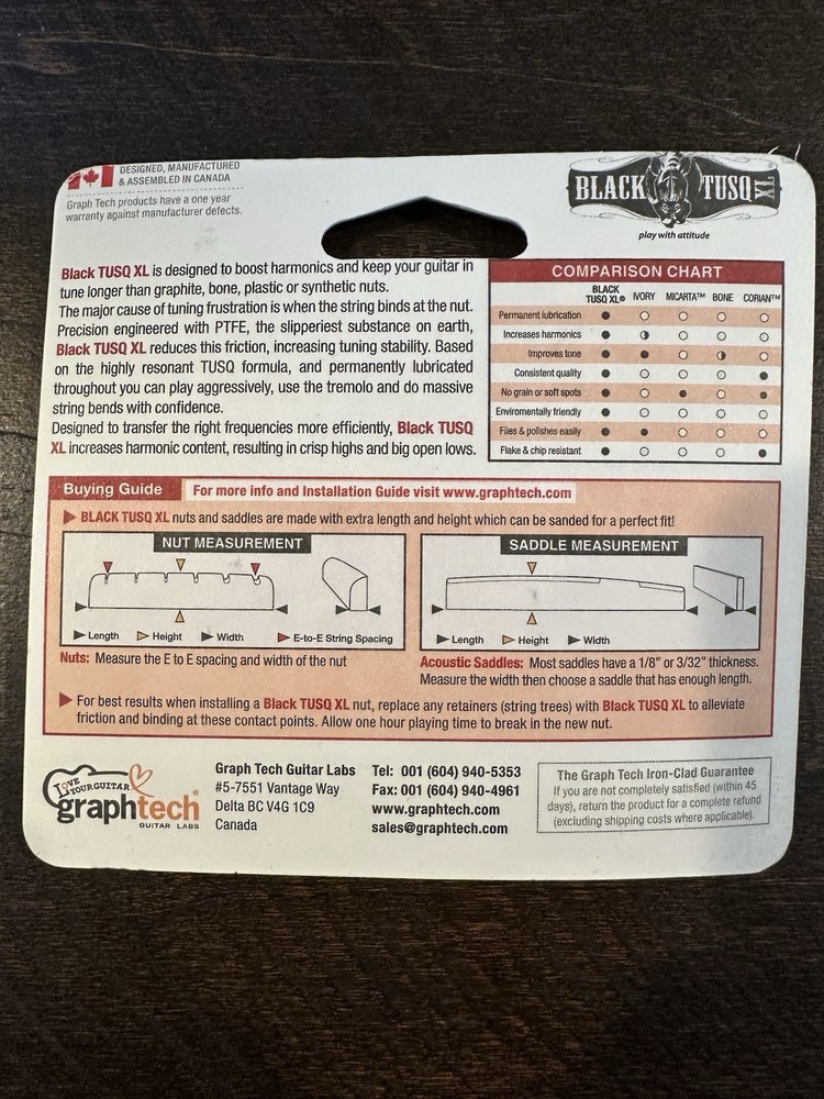 Graph Tech 7-String Nut Compatible with Schecter Black TUSQ XL PT-6748-00