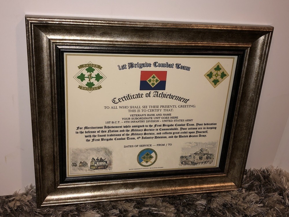 1ST B.C.T. / 4TH INFANTRY DIVISION (COMMEMORATIVE CERTIFICATE)