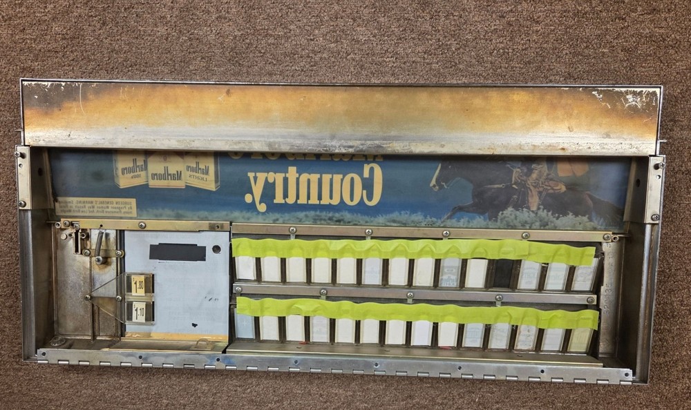 Cigarette vending machine control panel heavy chrome metal - vintage old time