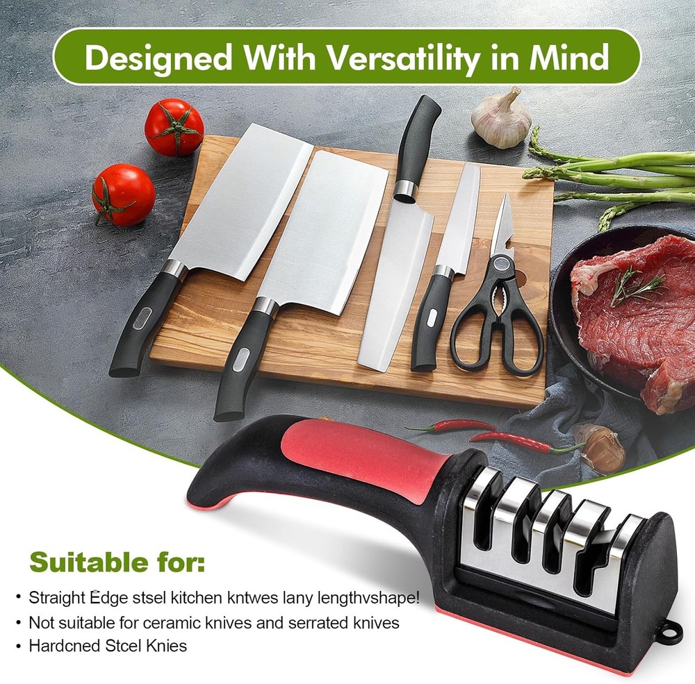 4 Stage Kitchen Knife Sharpener Professional Ceramic Diamond Steel Sharpening